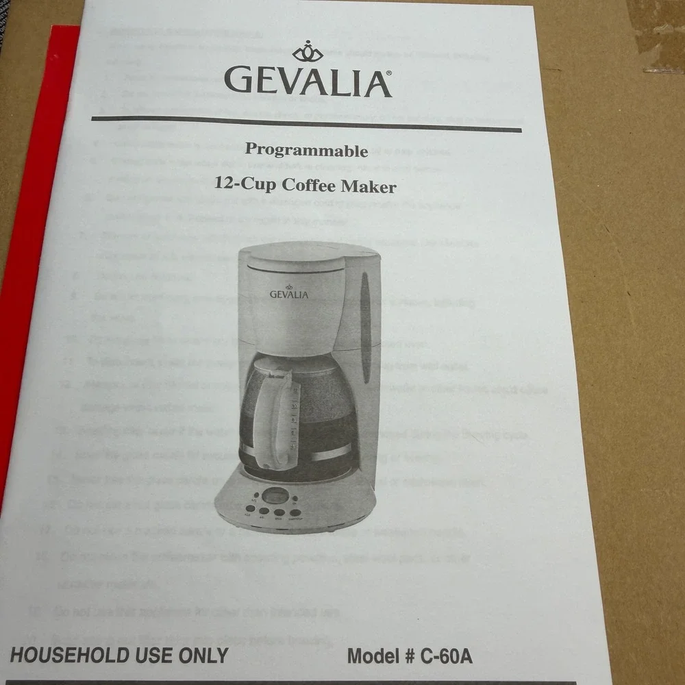 Gevalia 12 Cup Programmable Coffee Maker C-60A New With Mugs and Scoop